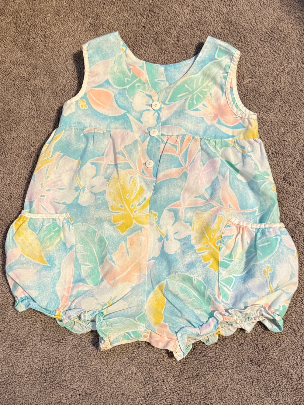 Vintage Pastel Floral Baby Romper